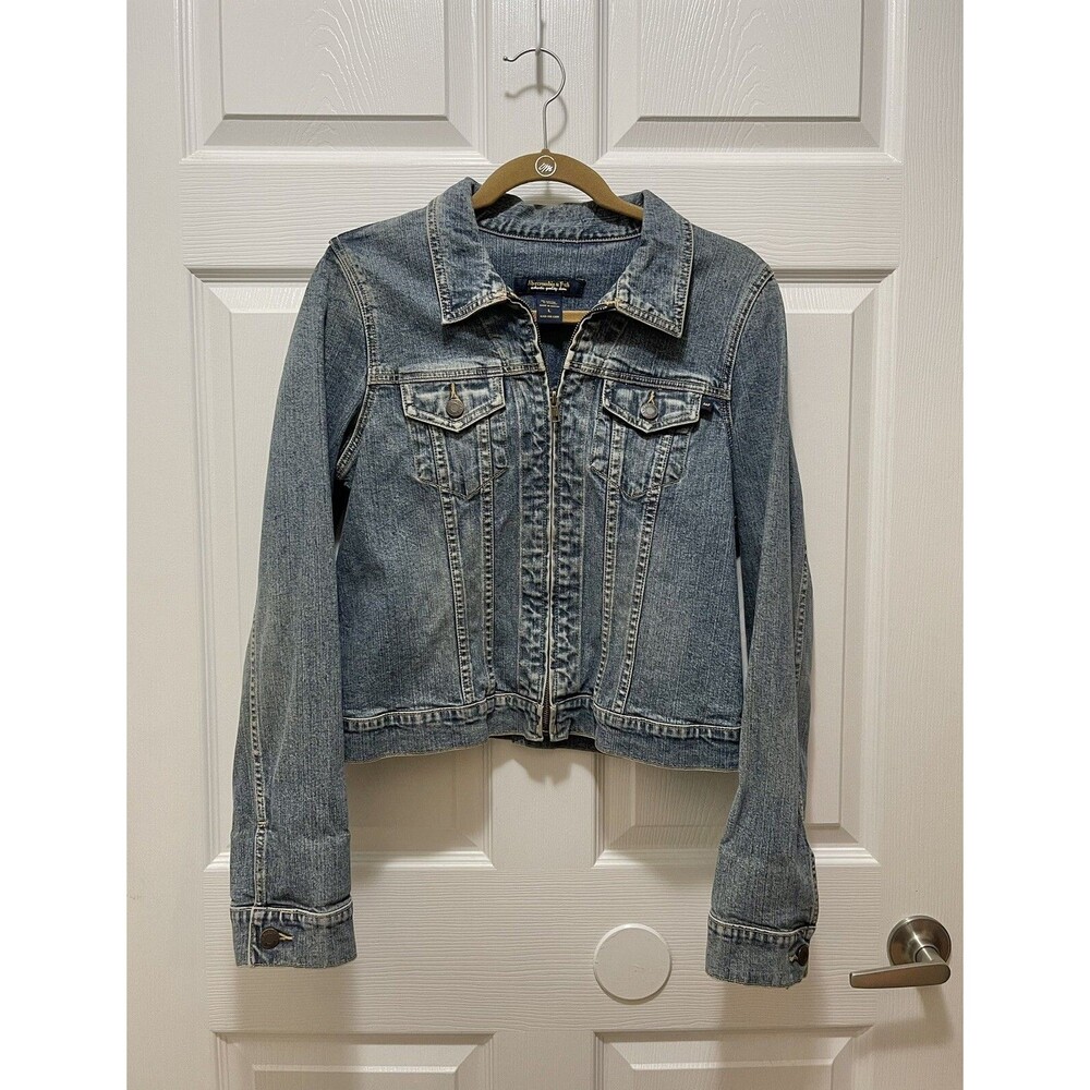 Abercrombie & Fitch Youth Girl Denim Jean Full Zip Jacket Size L
